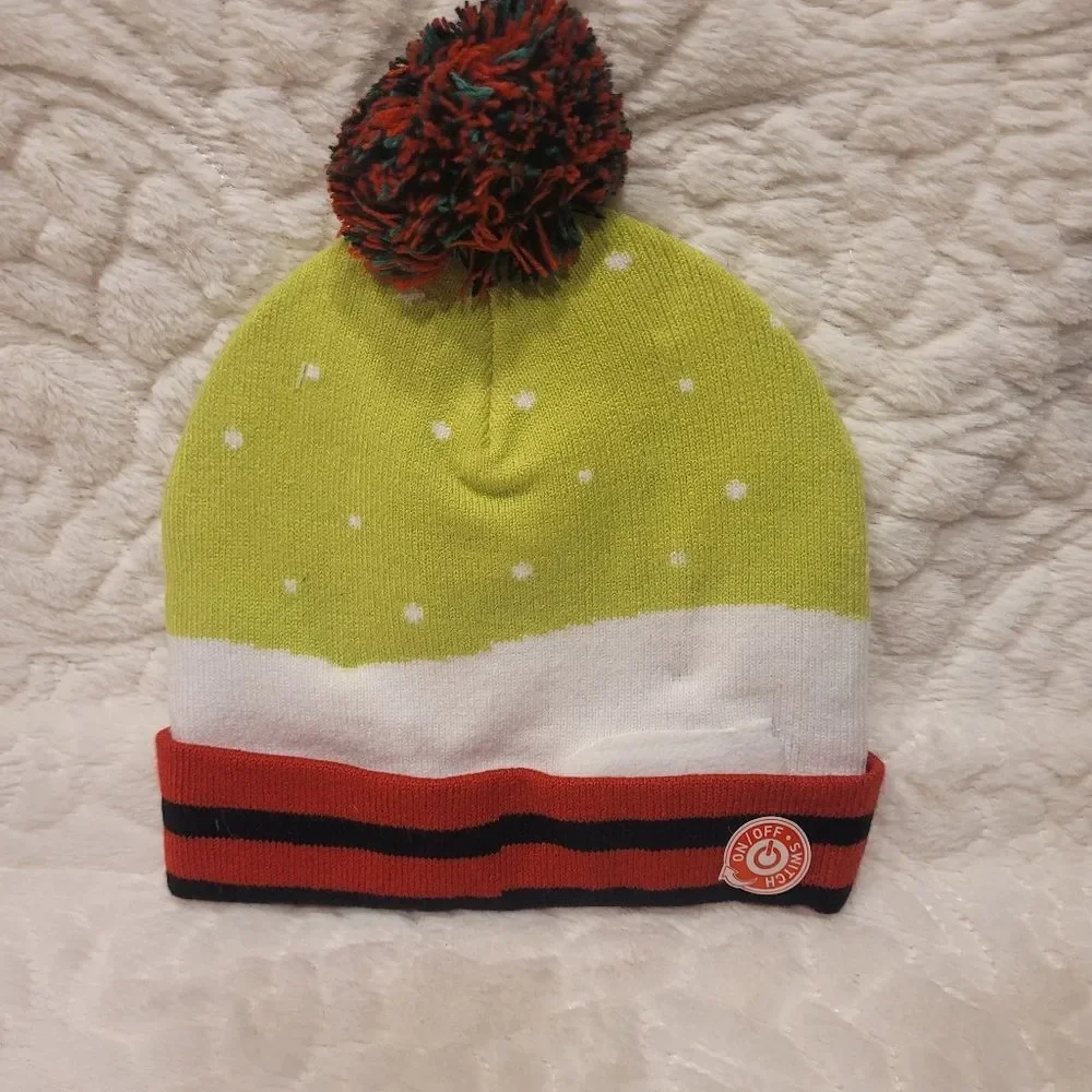 Christmas Beanie Hat Santa T-Rex Dinosaur Snowboard Flashing Light Up 7-14 New